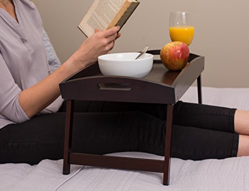 BirdRock Home Bamboo Bed Tray with Folding Legs, Walnut Q61664