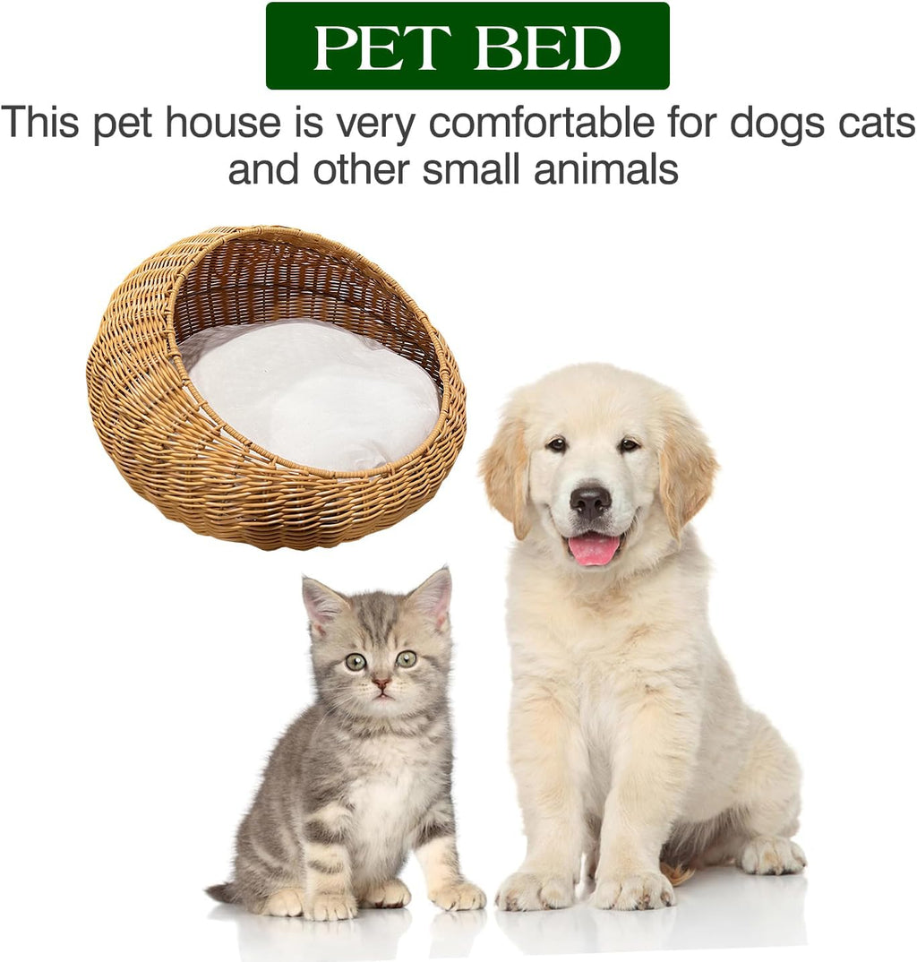 Poly Rattan Pet Bed Basket for Small Cats & Dogs with Removable Washable Cushion F174815