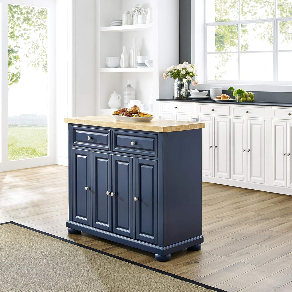 Crosley Furniture Madison Kitchen Island with Butcher Block Top, Navy P658070