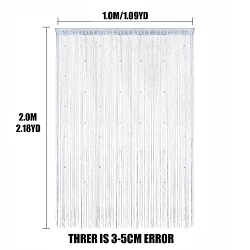 Silver Grey Door Bead Curtain Room Divider Decorative Tassel Screen E257325