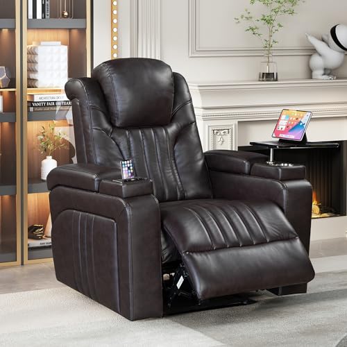 FANYE 360 Degree Swivel Upholstered Armchair,Modern Living Room Manual Reclining Glider Rocker Chair with 2 Pillow-Top Armrests for Home, 33.1", Grey