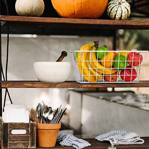 MaraFansie Wall Wire Baskets 2 Pack, White, No Drilling Adhesive Mount M2794