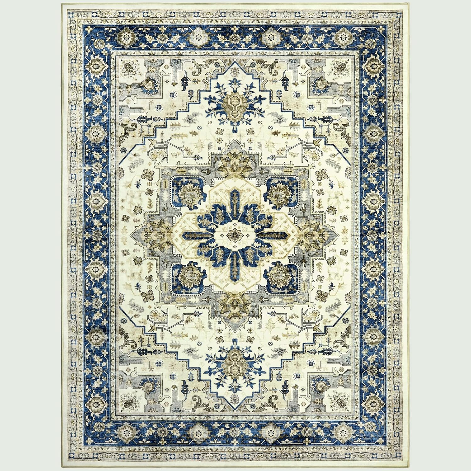 Vintage Washable Area Rug 10x14 for Living Room C1476