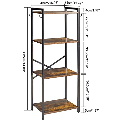 YMYNY 3 Tiers Bookcase, Industrial Metal Bookshelf with Side Fence, White P8903