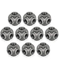 3/4" Black 6-Way Side Outlet Tee, Home TZH Malleable iron Pipe Fittings for Industrial vintage style, Flanges with Threaded Hole for DIY Project/Furniture/Shelving Decoration (4, 3/4"(Black))