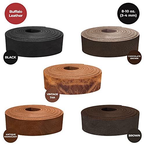 European Leather Works Buffalo Belt Blanks 8-10 oz Full Grain Leather 1.5"x60" Antique Mahogany L745