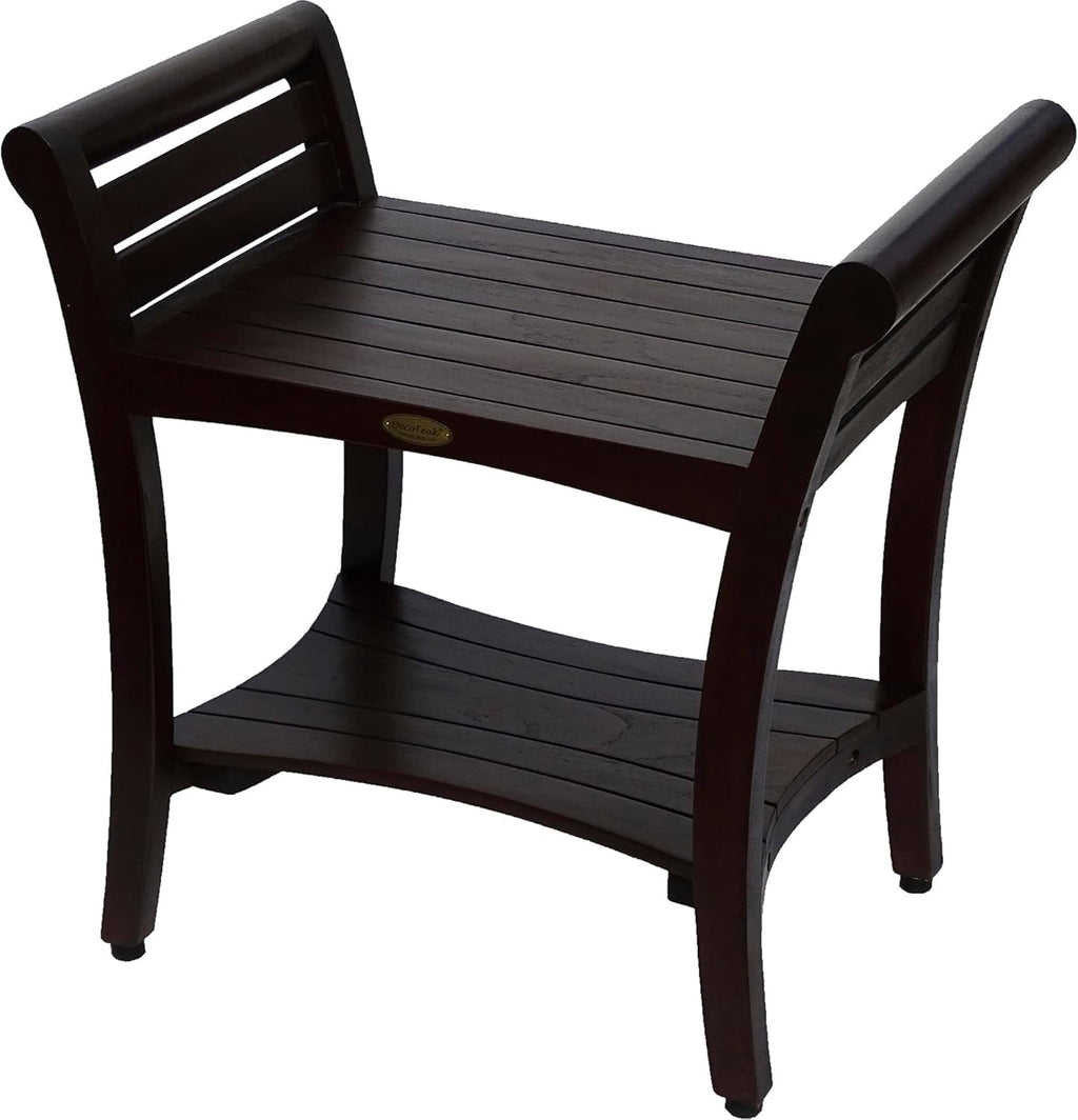 DecoTeak Symmetry 24" Teak Shower Bench with Safety Arms M9098