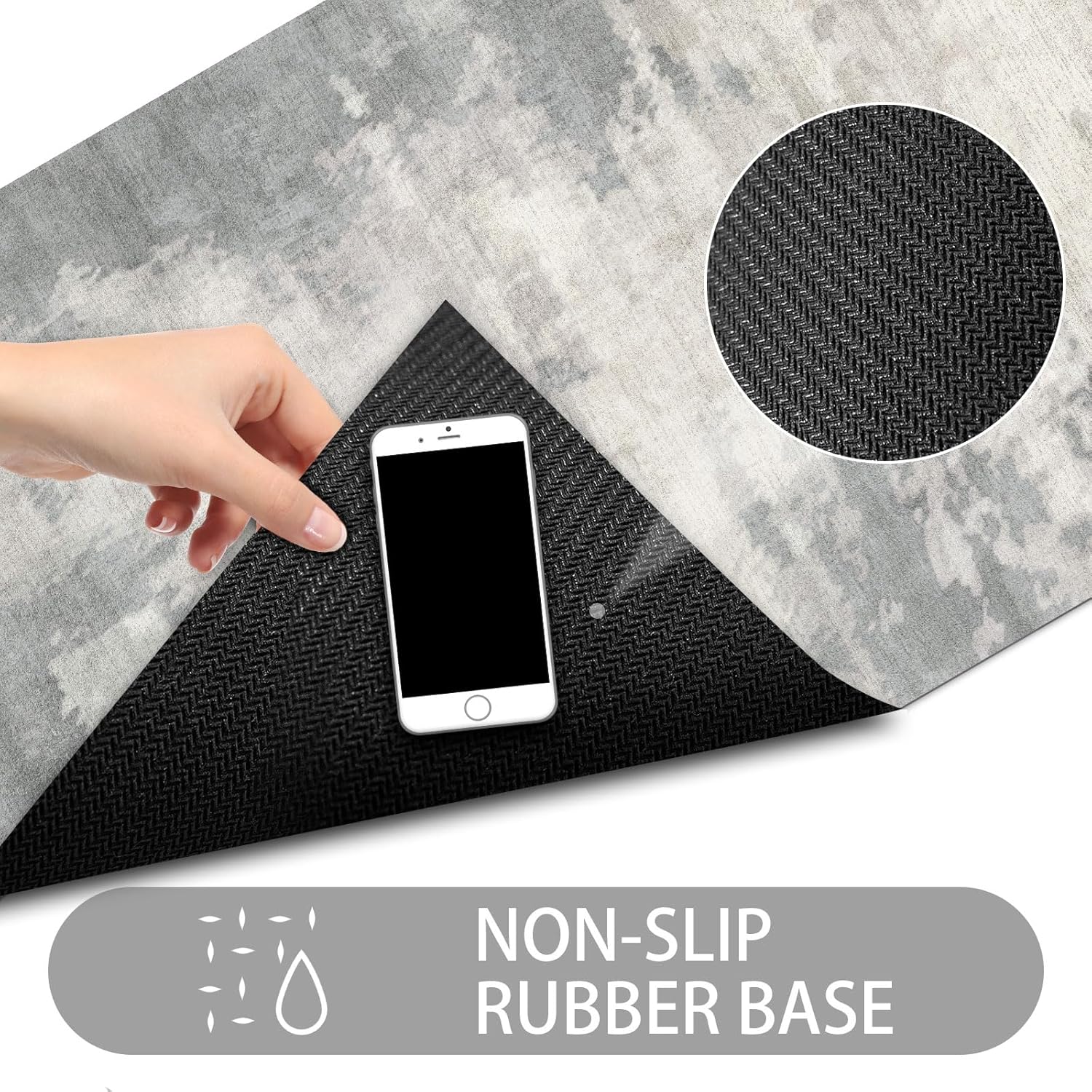 Thin Door Mats for Inside Entry, Non-Slip Low Profile Rubber Floor Mat 47" x 31" E120353
