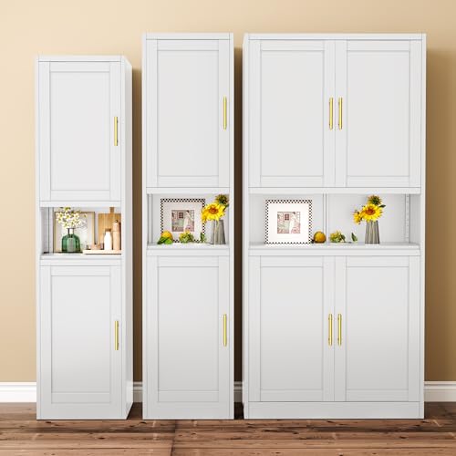 Tall Bathroom Storage Cabinet 71" H Slim Corner with 2 Doors and 3 Shelves N96152