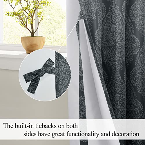 JIUZHEN Damask Ombre Curtains for Bedroom, Navy Blue, 42 x 84 Inch, Set of 2 N215902