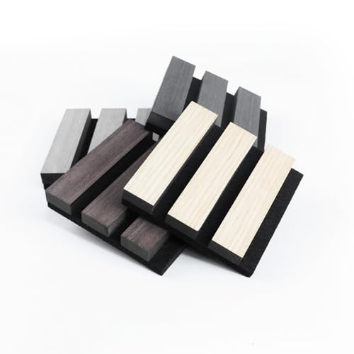 2PCS Wood Wall Panels 3D Fluted Sound Absorbing Walnut Finish I385324