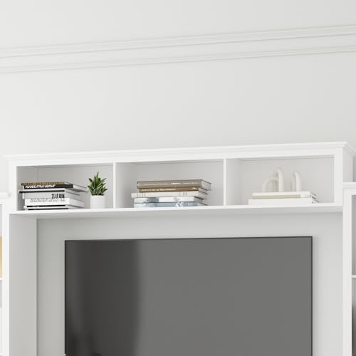 Farmhouse TV Stand with Storage, 102" Wall Unit Entertainment Center, Grey L995