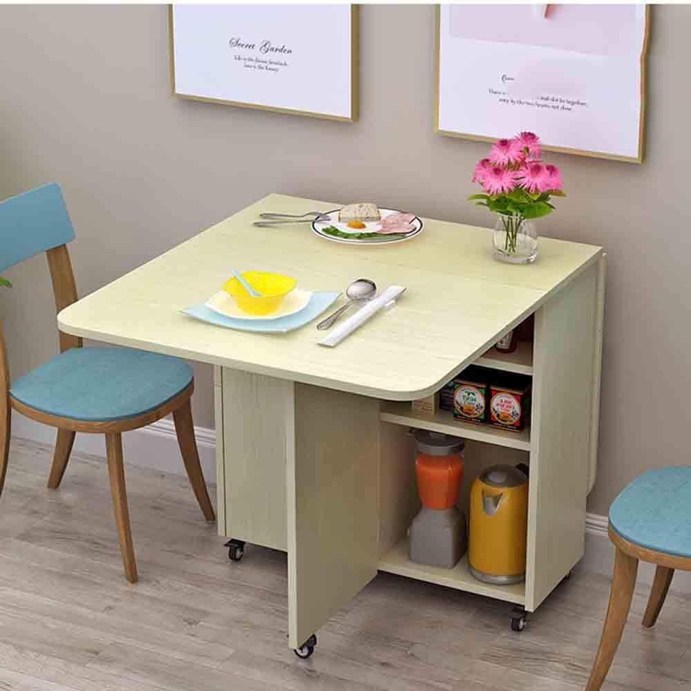 MaGiLL Drop Leaf Kitchen Table with Round Edge and Drawer O75938