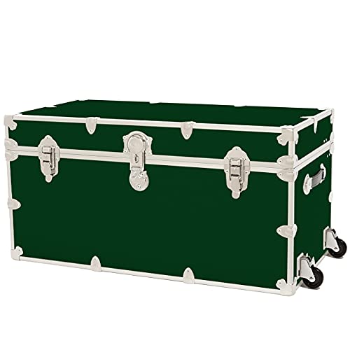 Rhino Trunk & Case XXL Leather Embossed Vinyl Trunk with Removable Wheels, College, Home & Office Storage 36"x18"x18" (Black)