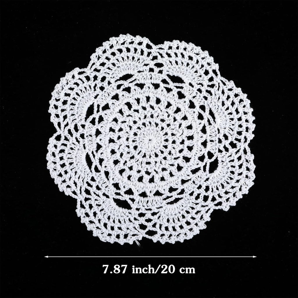 4 Pcs Round Lace Cotton Doilies Crochet Table Placemats Handmade V112018