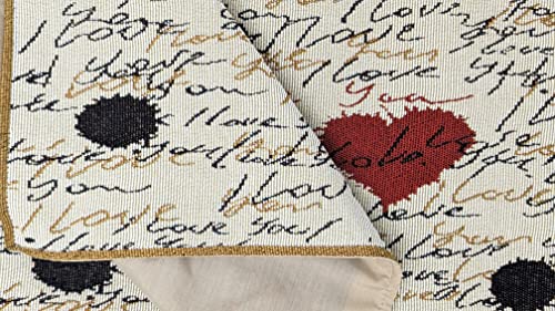 Tache Valentine Placemats Heart Placemat Beige Vintage Farmhouse Woven Tapestry Set of 4 M759