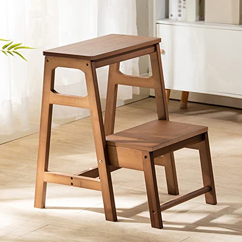 2-Step Ladder Stool, Folding Solid Wood Step Stool, Portable Non-Slip Display Stand U235899