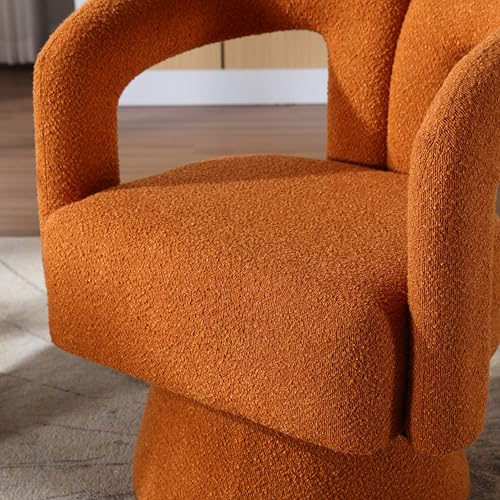 Round Armchair with Wide Upholstered Seat for Living Room Bedroom Office, Rose Red C797382