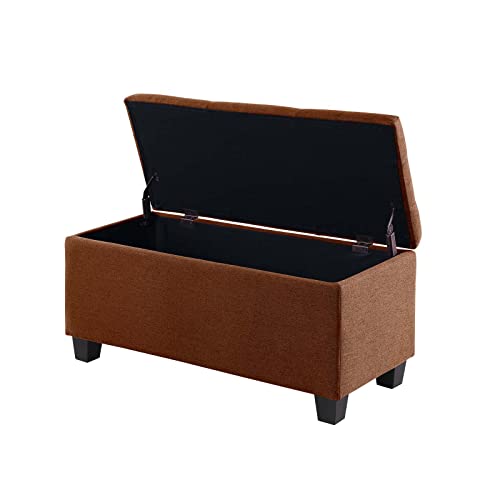 Large Storage Ottoman Folding Bench Set, 3 in 1 Upholstered Linen, Dark Blue L581
