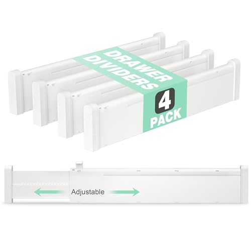Drawer Dividers 8 Pack, 2.36" High, 12.6-22.8'' Adjustable Drawer Organizers for Utensils, Clothes, Expandable Plastic Dresser Drawers Separators in Kitchen, Bedroom, Bathroom, Office Storage