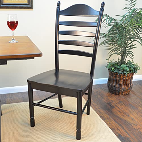 Carolina Living Whitman Transitional Ladder Back Dining Accent Chair, Antique Black Y4404