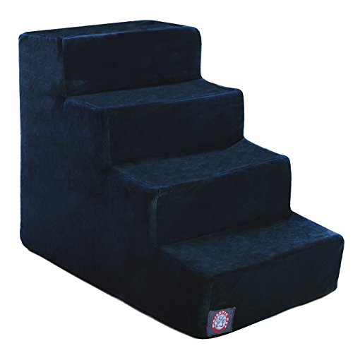 Majestic Pet 3 Step Suede Portable Dog Stairs for Small Dogs to get on Bed Supports 25 lbs or Less – Dog Steps for High Bed with Machine Washable Cover – Pet Stairs for Cats Chocolate Brown