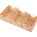 Water Hyacinth Storage Baskets For Shelves, Woven Baskets For Storage, Baskets For Organizing, Wicker Storage Basket, Seagrass Storage Baskets, Organization Baskets 3 Pcs (12 Inch, Set 2)