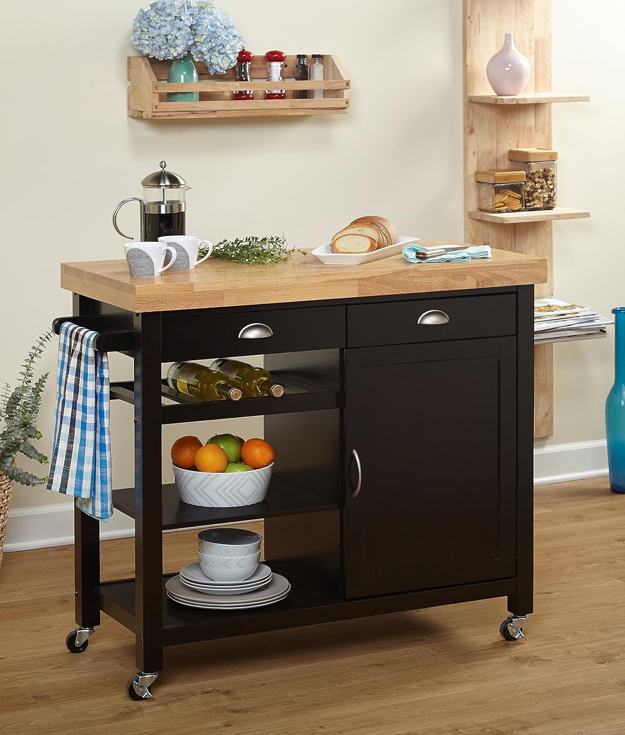 Hudson Storage Kitchen Cart, Wenge/Natural J760