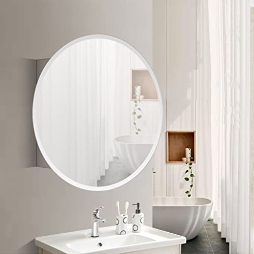 White Round Bathroom Mirror Cabinet with Storage, 63x12x63cm F498