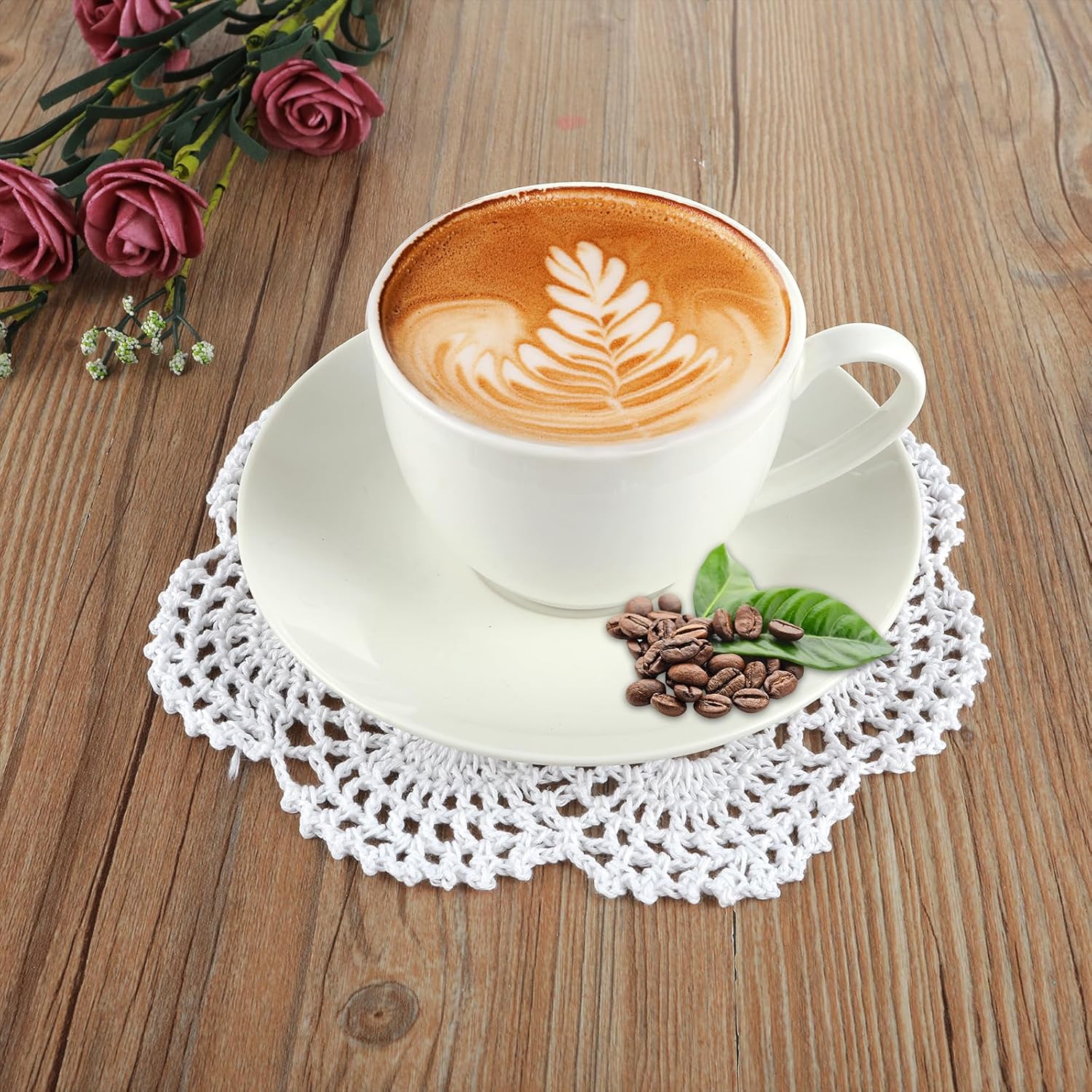 4 Pcs Round Lace Cotton Doilies Crochet Table Placemats Handmade V112018