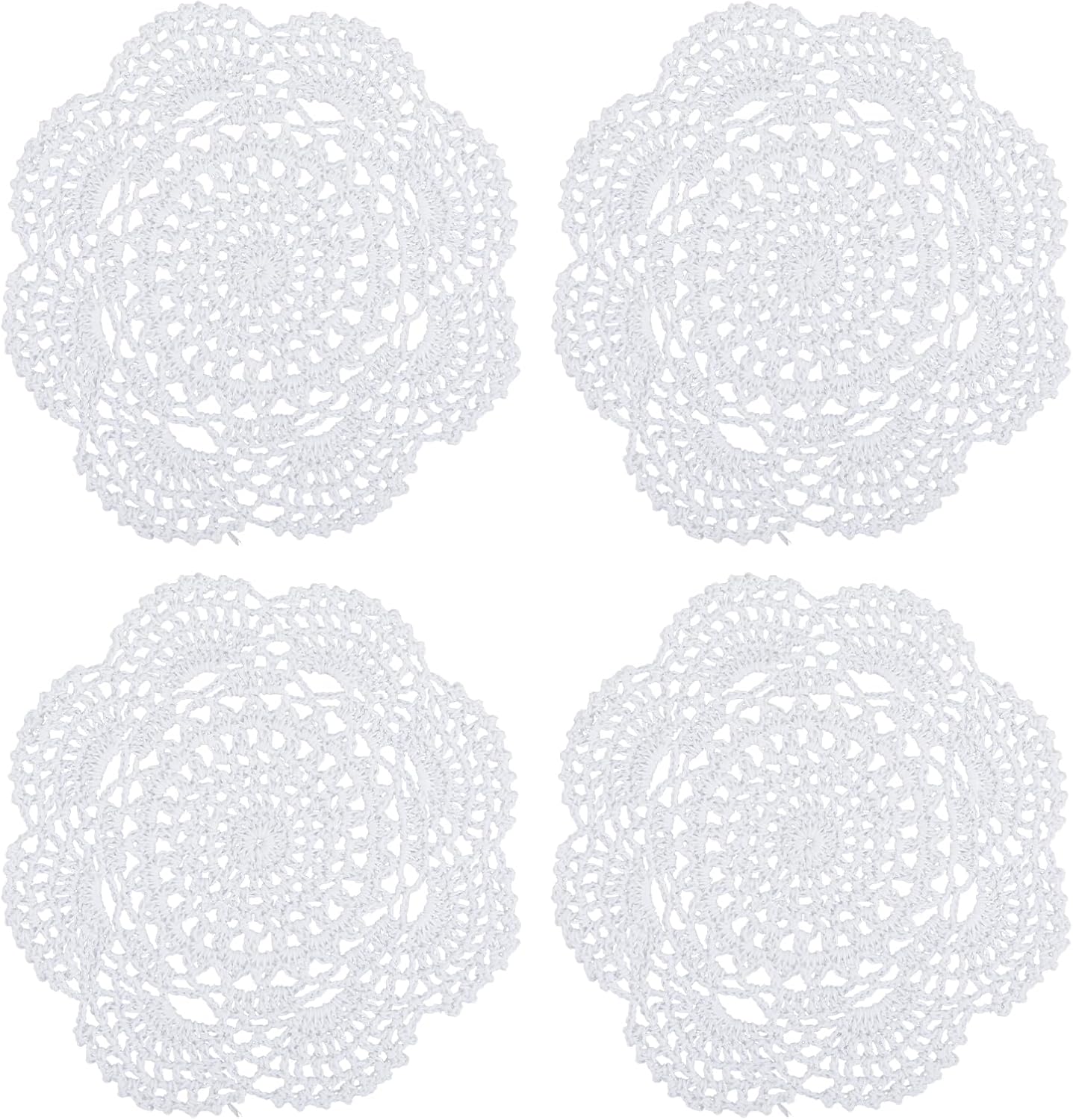 4 Pcs Round Lace Cotton Doilies Crochet Table Placemats Handmade V112018