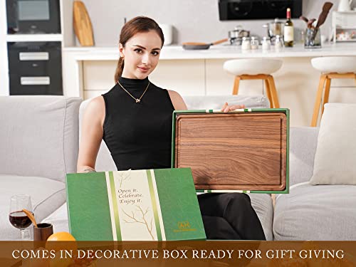 AZRHOM Extra Large Walnut Wood End Grain Cutting Board with Juice Groove G469201