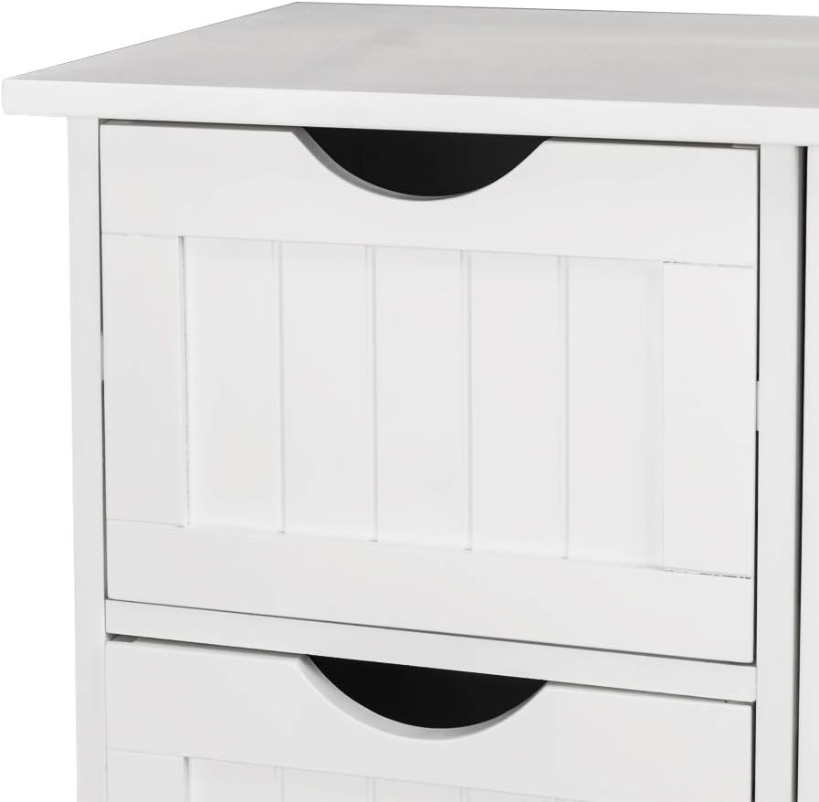 Wooden Bathroom Floor Cabinet with 4 Doors and Adjustable Shelves O282734
