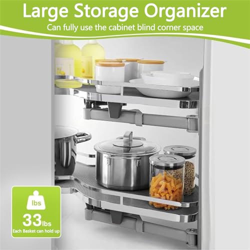 Blind Corner Organizer Cabinet Pull-Out Wire Basket Storage Rack K9576