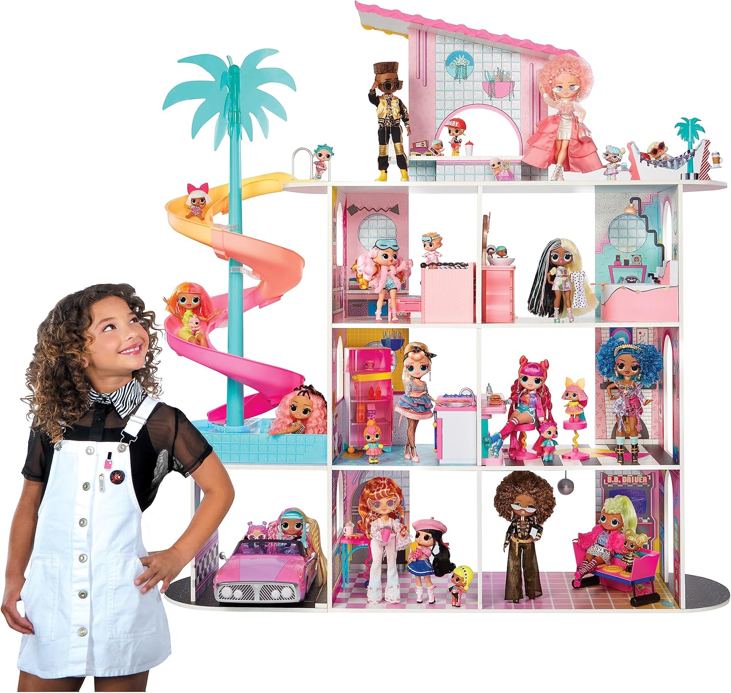 L.O.L. Surprise! OMG Fashion House Playset with 85+ Surprises, Real Wood, Pool & Slide O797