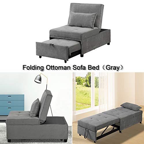 Faux Leather Convertible Sofa Bed with Pillow O26301