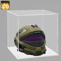 LANSCOERY Acrylic Display Case, Assemble Showcase Display Box for Collectibles, with Dustproof & Seamless Display Design, Suitable for Helmet 15.7x15.7x15.7inch Thick White Base