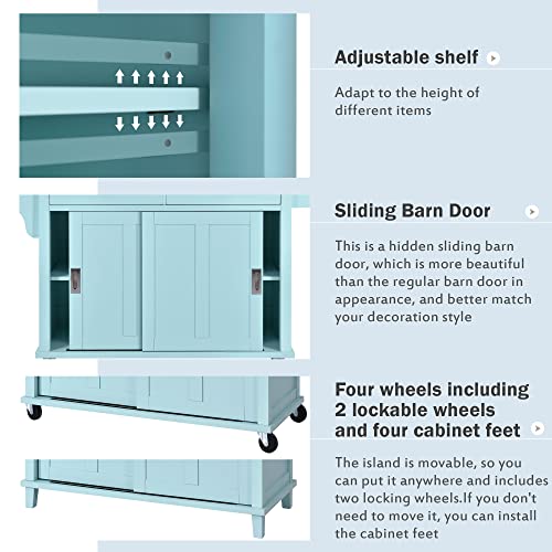 Kitchen Island Cart on Wheels with Drawers and Storage Cabinet, Black M163