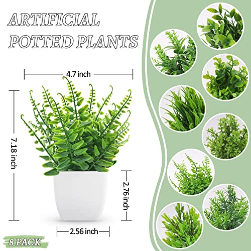 Der Rose 8 Pack Small Artificial Potted Plants for Indoor Decor J33897