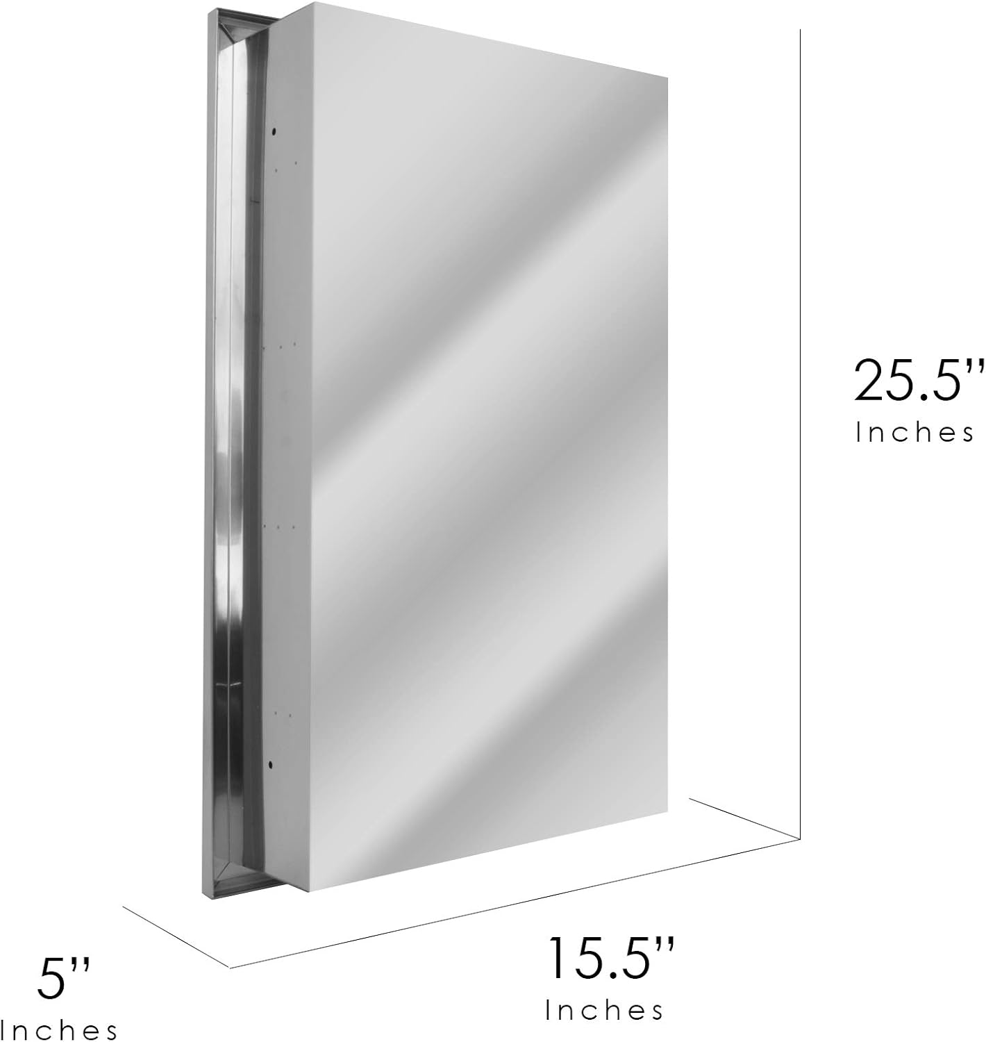 Head West Recessed Medicine Cabinet Mirror with Beveled Edge, Brushed Nickel, 16"x26" U217