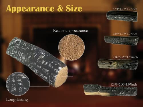 Gas Logs 4pcs Ceramic Ventless Fireplace Logs for Outdoor Fire Pits L739