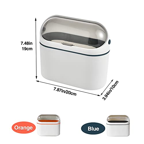 Mini Trash Can with Lid for Desk, Office, RV, Dorm (Orange) C4927