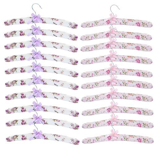 Padded Hangers with Floral Design, 10 Pack for Wedding Dresses and Clothes M5955
