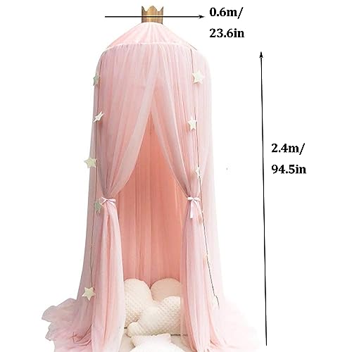 Princess Bed Canopy with Lights Mosquito Net for Girls Adults Blue Q92458
