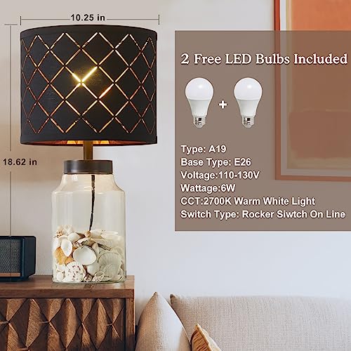 Fillable Table Lamp with Clear Glass Base and White Lampshade L2469