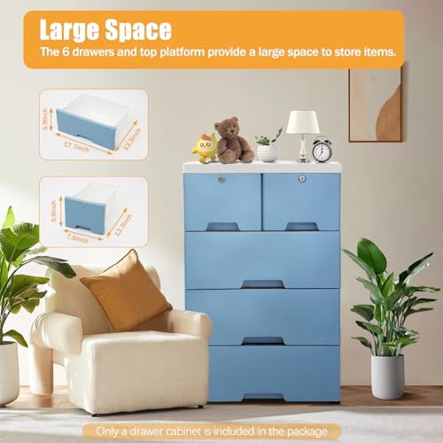 5 Tier Dresser Storage Cabinet with 6 Drawers, Wheels & Locks, Pink O181096