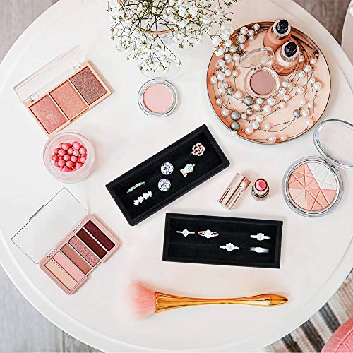 Velvet Jewelry Tray Ring Organizer 2PCS Black Y635