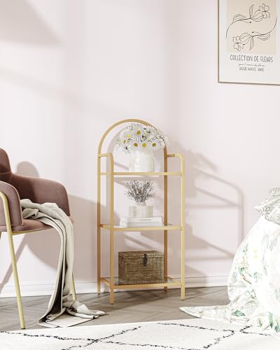 6 Tier Black Bookcase with Tempered Glass Shelves, Steel Frame M75913