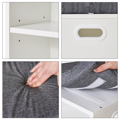 YMYNY Shoe Storage Bench with Cushion, 2 Tier Shoe Rack, White L977