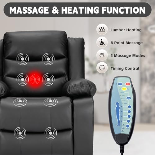 Power Lift Recliner Chair for Elderly with Massage and Heating, Brown U5395